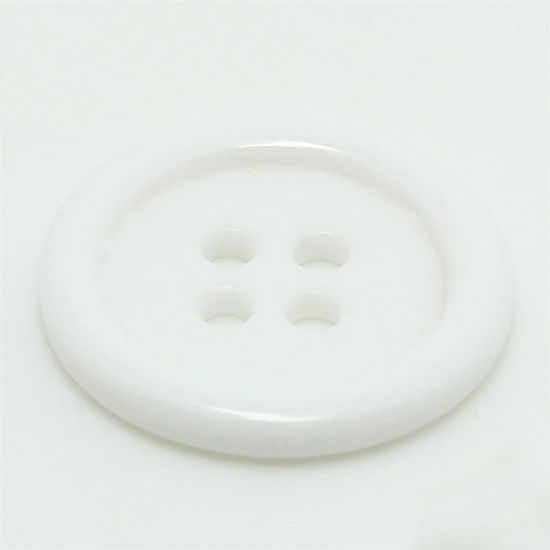 Image de Bouton de Couture en Résine 4 Trous Rond Blanc 20mm Dia, 100 Pcs