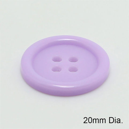 Image de Bouton de Couture en Résine 4 Trous Rond Mauve 20mm Dia, 100 Pcs