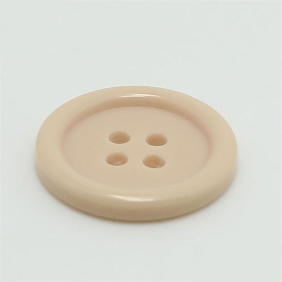 Image de Bouton de Couture en Résine 4 Trous Rond Beige 20mm Dia, 100 Pcs