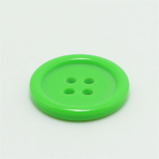 樹脂 縫製ボタン 4つ穴 円形 緑 25mm 直径、 100 個 の画像