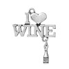 Picture of Zinc Metal Alloy Pendants Bottle Antique Silver Color (Can Hold ss6 Rhinestone) Message " I Love WINE " Carved Hollow 35mm(1 3/8") x 27mm(1 1/8"), 10 PCs