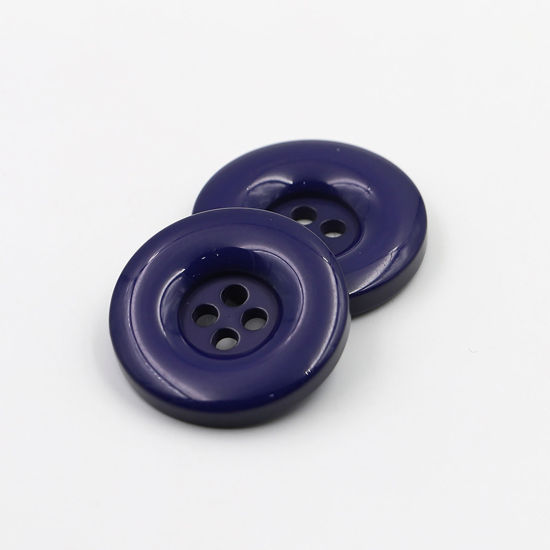樹脂 縫製ボタン 4つ穴 円形 ブルーバイオレット 18mm 直径、 50 個 の画像