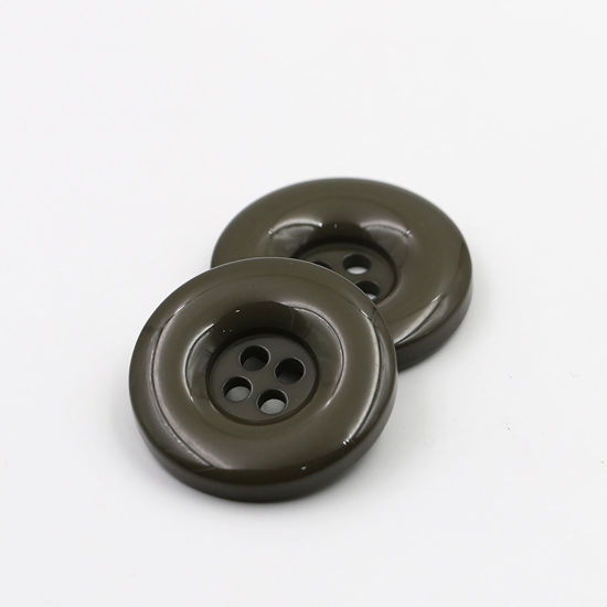 樹脂 縫製ボタン 4つ穴 円形 深緑色 18mm 直径、 50 個 の画像