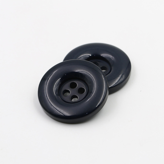 Image de Bouton de Couture en Résine 4 Trous Rond Bleu Marine 25mm Dia, 50 Pcs