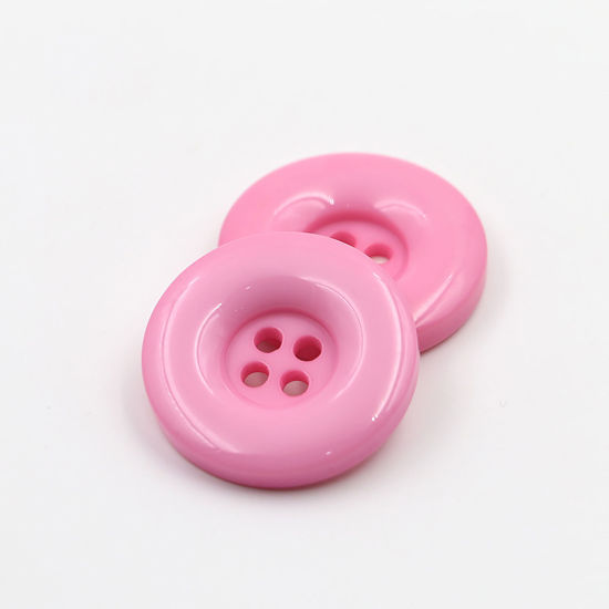 樹脂 縫製ボタン 4つ穴 円形 ピンク 34mm 直径、 50 個 の画像