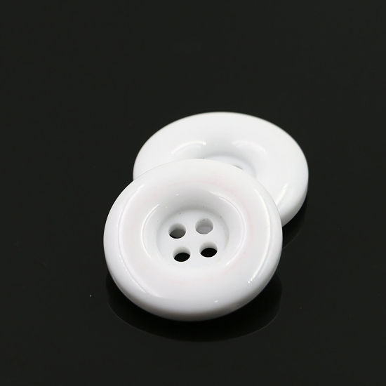 樹脂 縫製ボタン 4つ穴 円形 白 34mm 直径、 50 個 の画像
