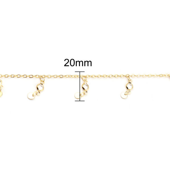 Picture of Brass Link Cable Chain Findings Round Gold Plated Clear Cubic Zirconia 20x5mm, 1 M