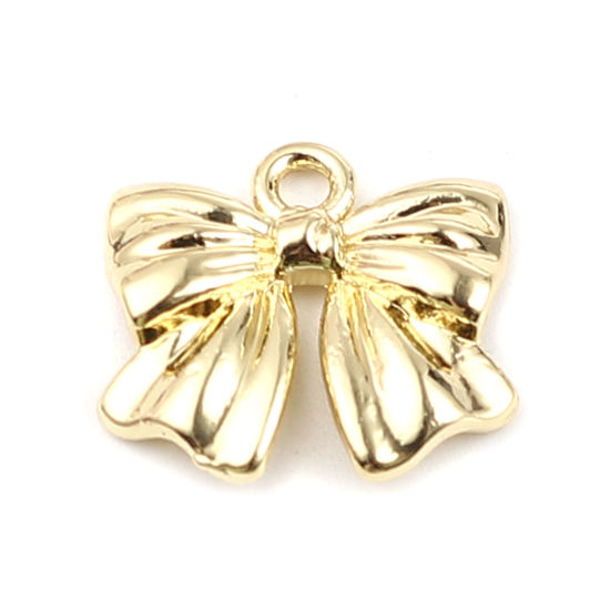 Picture of Zinc Based Alloy Charms Bowknot Gold Plated 17mm x 16mm, 10 PCs