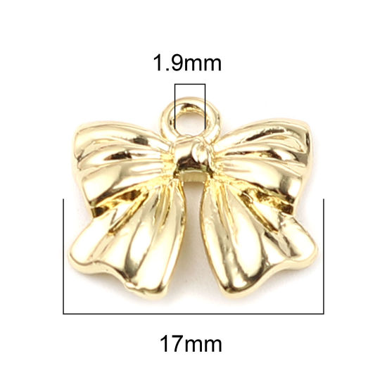 Picture of Zinc Based Alloy Charms Bowknot Gold Plated 17mm x 16mm, 10 PCs
