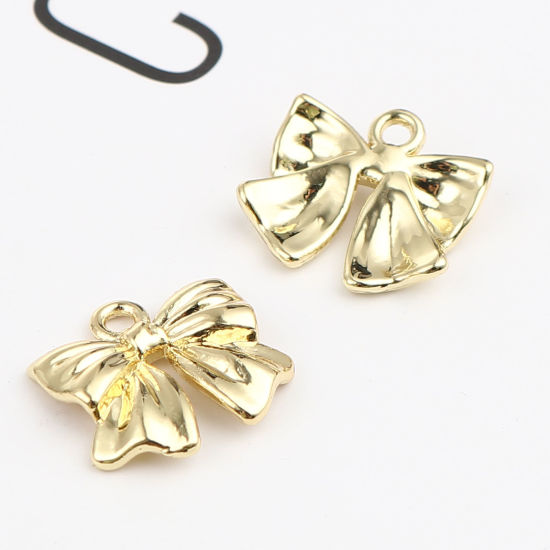 Picture of Zinc Based Alloy Charms Bowknot Gold Plated 17mm x 16mm, 10 PCs
