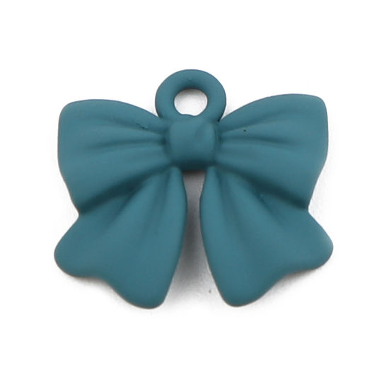 Picture of Zinc Based Alloy Painted Charms Bowknot Blue 17mm x 16mm, 10 PCs