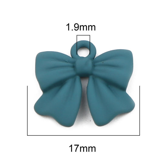 Picture of Zinc Based Alloy Painted Charms Bowknot Blue 17mm x 16mm, 10 PCs