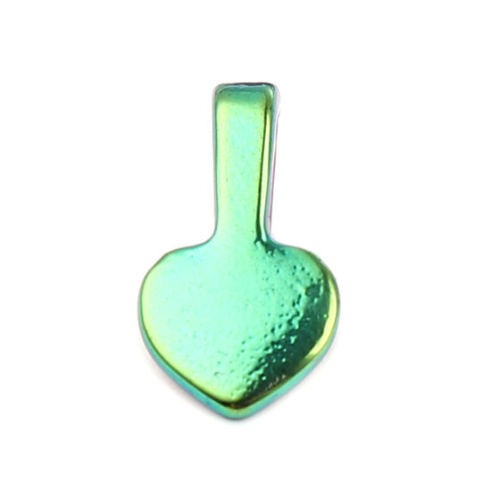 Bild von Zinklegierung Charms Herz Regenbogenfarbe Plattiert 16mm x 8mm, 10 Stück