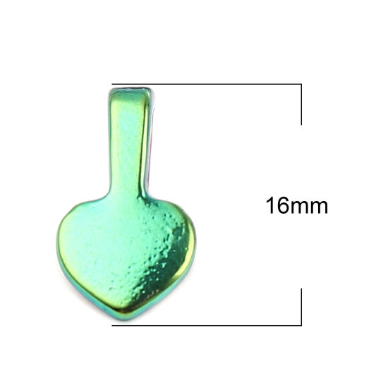 Bild von Zinklegierung Charms Herz Regenbogenfarbe Plattiert 16mm x 8mm, 10 Stück