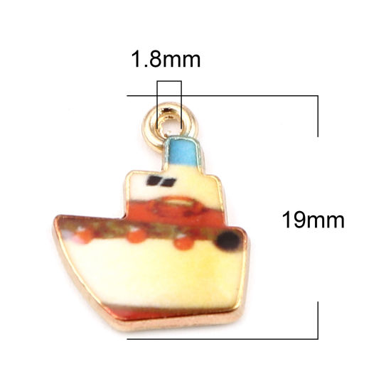 Immagine di Lega di Zinco Charms Nave Giallo Smalto 19mm x 15mm , 10 Pz