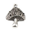Picture of Zinc Based Alloy Charms Mushroom Antique Silver Color (Can Hold ss5 ss6 ss7 Pointed Back Rhinestone) 25mm x 18mm, 10 PCs