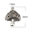 Picture of Zinc Based Alloy Charms Mushroom Antique Silver Color (Can Hold ss5 ss6 ss7 Pointed Back Rhinestone) 25mm x 18mm, 10 PCs