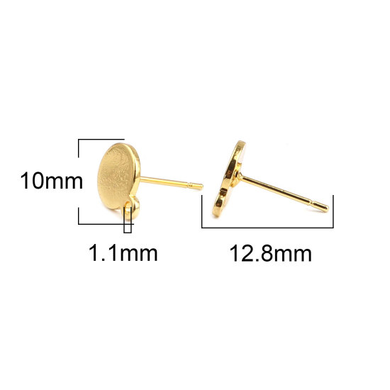亜鉛合金 台座付 ピアスイヤリングパーツ 円形 金メッキ  ループ付き接着剤 ( 8mmに適応) 10mm x 8mm、 ワイヤーサイズ: （21号）、 3 ペア の画像