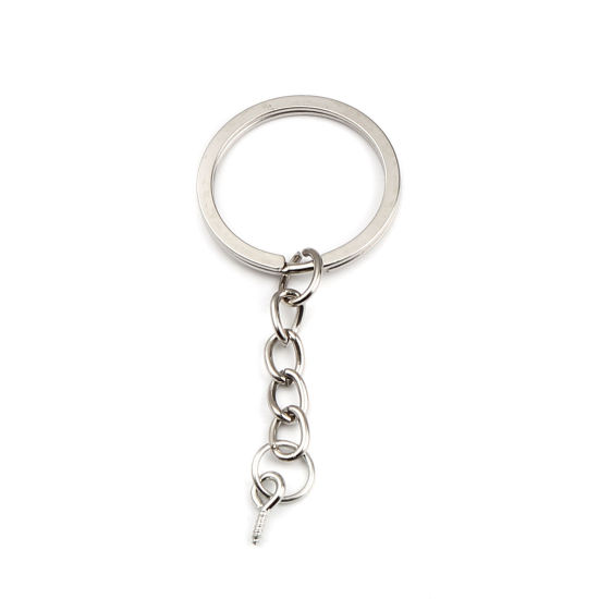 Image de Porte-Clés en Alliage de Zinc Argent Mat Annulaire 67mm x 27mm, 20 Pcs