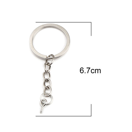 Image de Porte-Clés en Alliage de Zinc Argent Mat Annulaire 67mm x 27mm, 20 Pcs