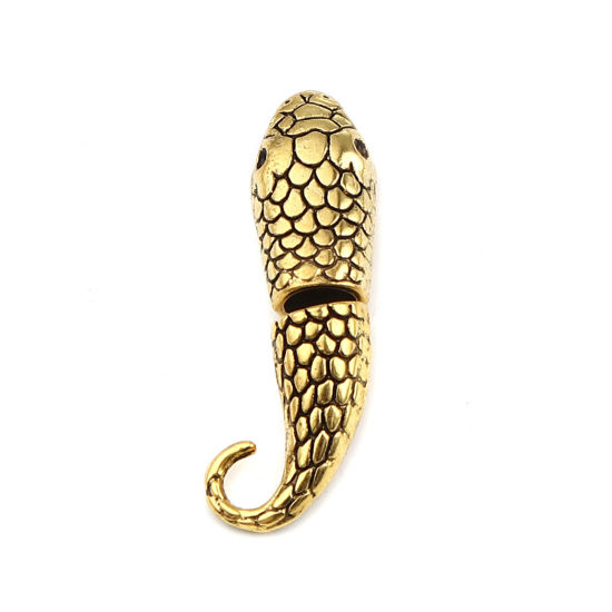 亜鉛合金 フッククラスプ ヘビ 金メッキ ( 8mmコードサイズに合う) 23x12mm 19x15mm、 10 セット の画像
