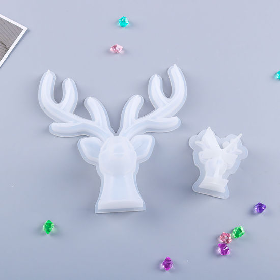 Bild von Silikon Weihnachten Gießform Geweih Weiß Unterstützung 16cm x 15.5cm, 1 Set ( 2 Stück/Set)