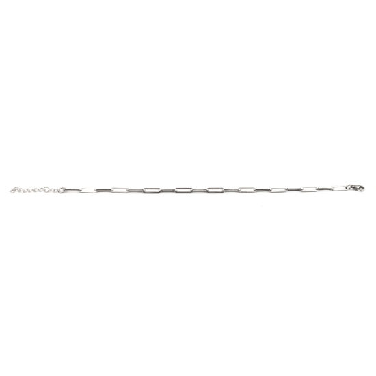 Image de Chaînes de Cheville Élégant en 304 Acier Inoxydable Chaîne de Trombone Argent Mat Ovale 23cm long, 1 Pièce