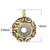 Picture of Zinc Based Alloy European Style Stopper Spacer Beads With Rubber Core Beads Round Gold Tone Antique Gold 14mm x 11mm, 10 PCs