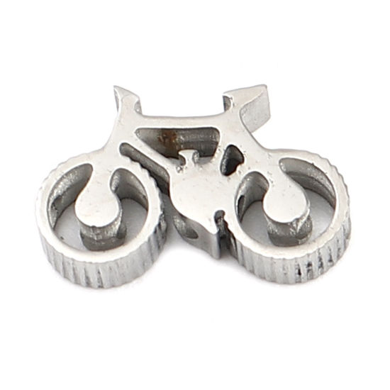 Image de Perles en 304 Acier Inoxydable Vélo Argent Mat 15mm x 10mm, Trou: env. 2mm, 3 Pcs
