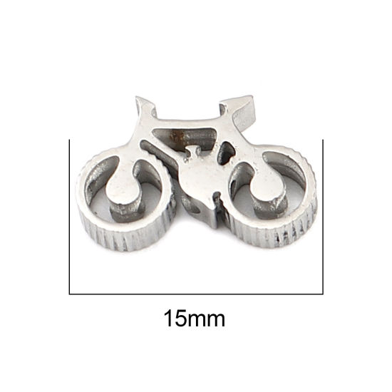 Image de Perles en 304 Acier Inoxydable Vélo Argent Mat 15mm x 10mm, Trou: env. 2mm, 3 Pcs