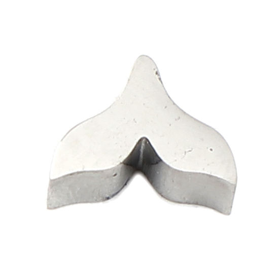 Image de Perles en 304 Acier Inoxydable Queue de Poisson Argent Mat 8mm x 6mm, Trou: env. 1.9mm, 3 Pcs