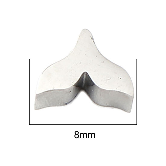 Image de Perles en 304 Acier Inoxydable Queue de Poisson Argent Mat 8mm x 6mm, Trou: env. 1.9mm, 3 Pcs