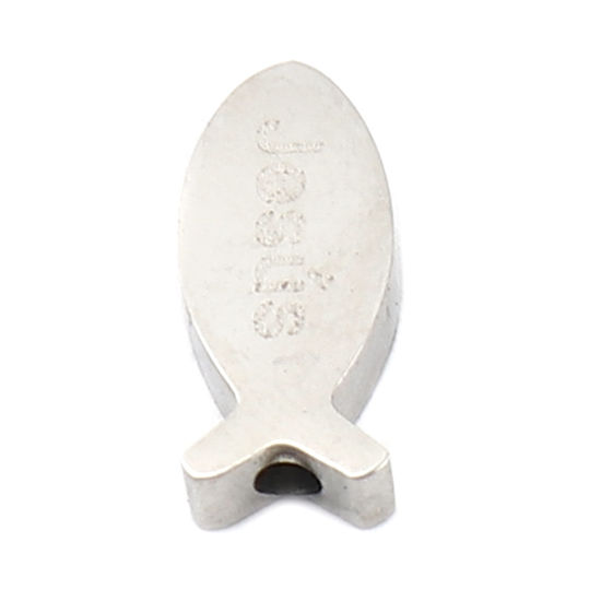 Image de Perles Religieux en 304 Acier Inoxydable Ichtus Argent Mat 14mm x 6mm, Trou: env. 1.9mm, 3 Pcs