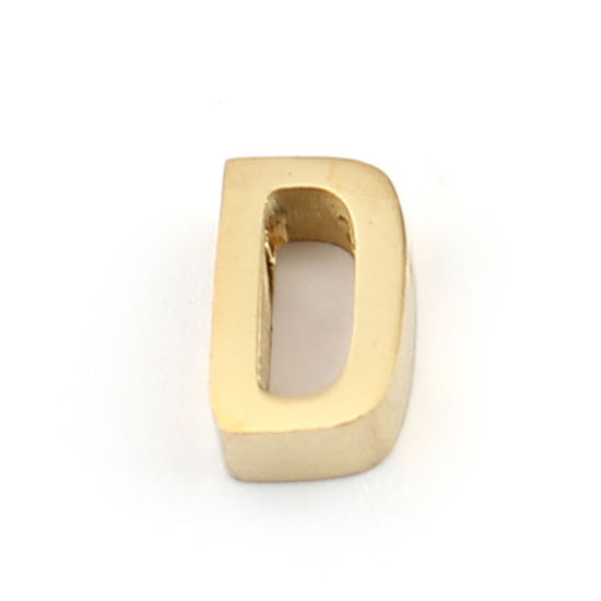 Image de Perles en 304 Acier Inoxydable Lettre Doré Message " D" 8mm x 5mm, Trou: env. 1.4mm, 2 Pcs
