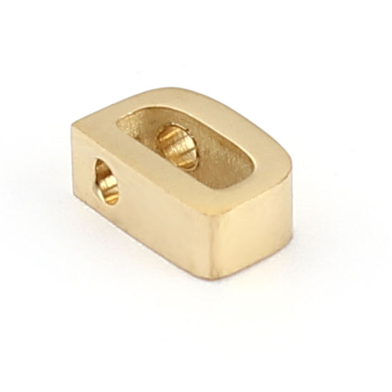 Image de Perles en 304 Acier Inoxydable Lettre Doré Message " D" 8mm x 5mm, Trou: env. 1.4mm, 2 Pcs