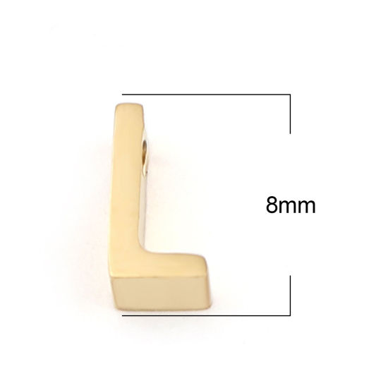 Image de Perles en 304 Acier Inoxydable Lettre Doré Message " L" 8mm x 4mm, Trou: env. 1.6mm, 2 Pcs