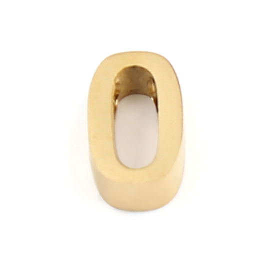 Image de Perles en 304 Acier Inoxydable Lettre Doré Message " O" 8mm x 5mm, Trou: env. 1.5mm, 2 Pcs