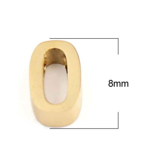 Image de Perles en 304 Acier Inoxydable Lettre Doré Message " O" 8mm x 5mm, Trou: env. 1.5mm, 2 Pcs