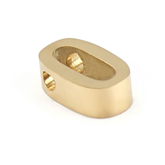 Image de Perles en 304 Acier Inoxydable Lettre Doré Message " O" 8mm x 5mm, Trou: env. 1.5mm, 2 Pcs