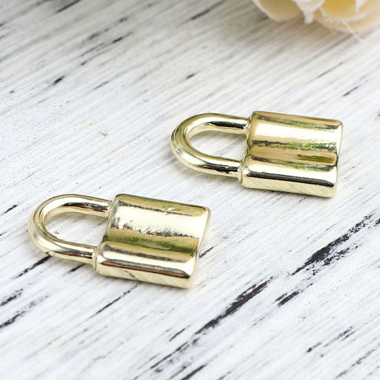 Picture of Zinc Based Alloy Charms Lock Gold Plated 19mm x 12mm, 10 PCs