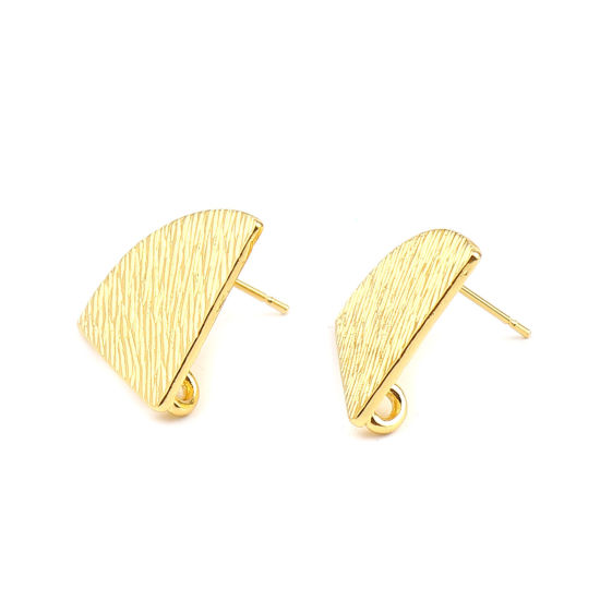 Image de Boucles d'Oreilles Puces en Alliage de Zinc Eventail Doré avec Boucle 23mm x 17mm, Epaisseur de Fil: (21 gauge), 3 Paires