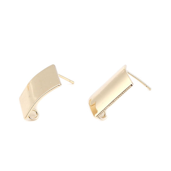 Image de Boucles d'Oreilles Puces en Alliage de Zinc Losange Plaqué Or Véritable avec Boucle 24mm x 24mm, Epaisseur de Fil: (21 gauge), 2 Paires