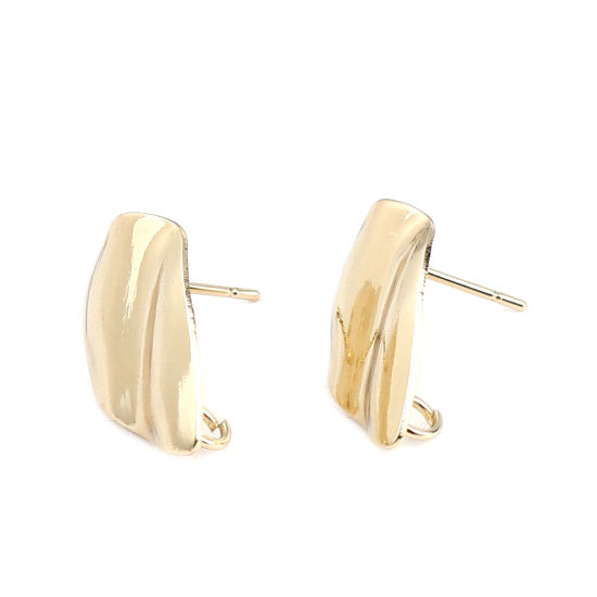 Image de Boucles d'Oreilles Puces en Alliage de Zinc Goutte d'Eau Plaqué Or Véritable avec Boucle 20mm x 13mm, Epaisseur de Fil: (21 gauge), 2 Paires