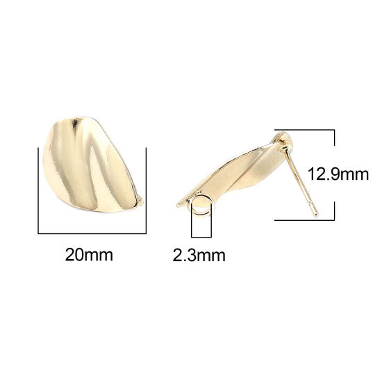 Image de Boucles d'Oreilles Puces en Alliage de Zinc Goutte d'Eau Plaqué Or Véritable avec Boucle 20mm x 13mm, Epaisseur de Fil: (21 gauge), 2 Paires