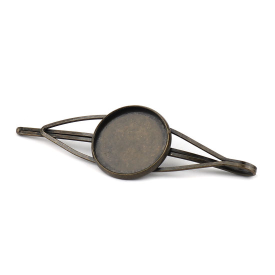 Image de Pinces à Cheveux en Alliage de Fer Bronze Antique Rond Cabochon Rapportable (Convenable à 20mm Dia) 70mm, 5 Pcs