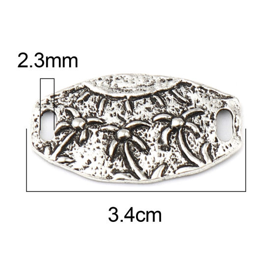Image de Connecteurs Maya en Alliage de Zinc Ovale Argent Vieilli Cocotier 34mm x 20mm, 10 Pcs