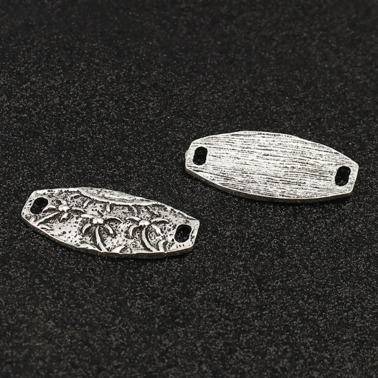 Image de Connecteurs Maya en Alliage de Zinc Ovale Argent Vieilli Cocotier 34mm x 20mm, 10 Pcs