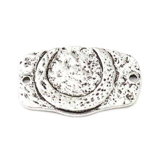 Image de Connecteurs Galaxie Maya en Alliage de Zinc Ovale Argent Vieilli Lune 29mm x 18mm, 10 Pcs