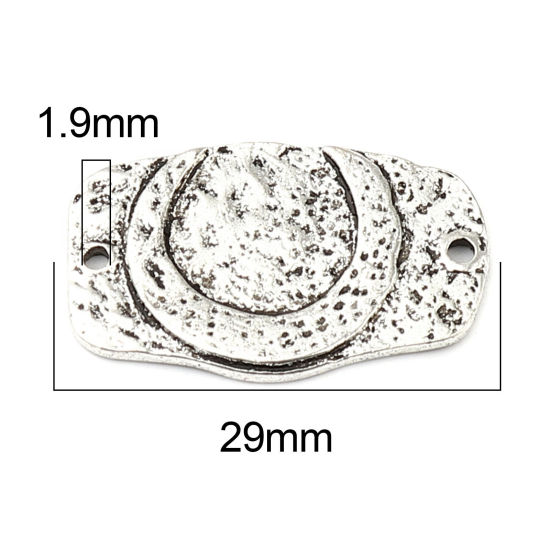 Image de Connecteurs Galaxie Maya en Alliage de Zinc Ovale Argent Vieilli Lune 29mm x 18mm, 10 Pcs