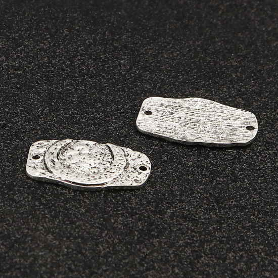 Image de Connecteurs Galaxie Maya en Alliage de Zinc Ovale Argent Vieilli Lune 29mm x 18mm, 10 Pcs